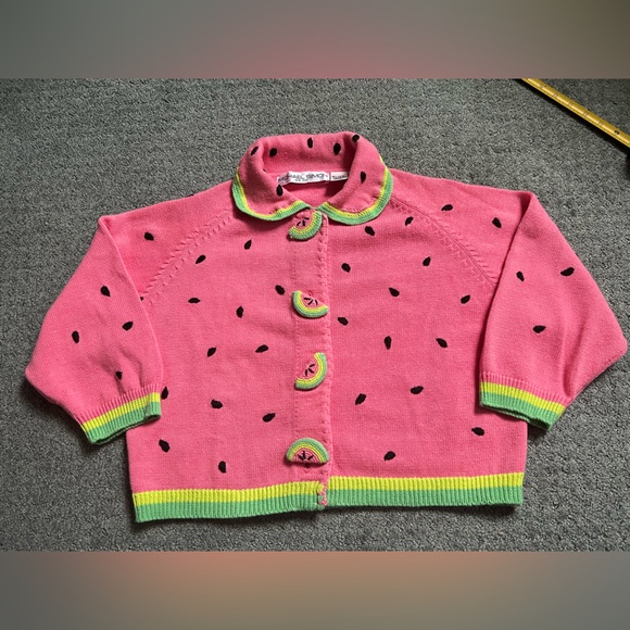 Price firm- Michael simon M watermelon 🍉 sweater cardigan easter valentines day - Picture 8 of 8